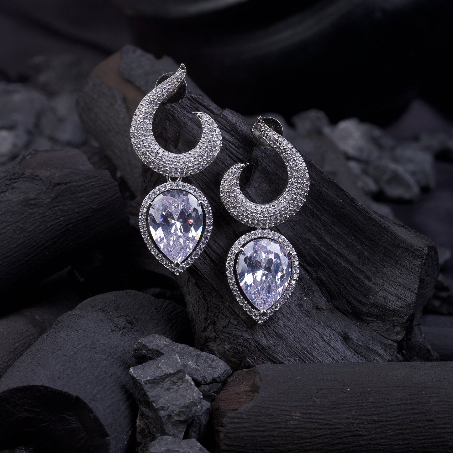Gemstone Jarao Stone Earrings - Silver Plated Statement Jewelry
