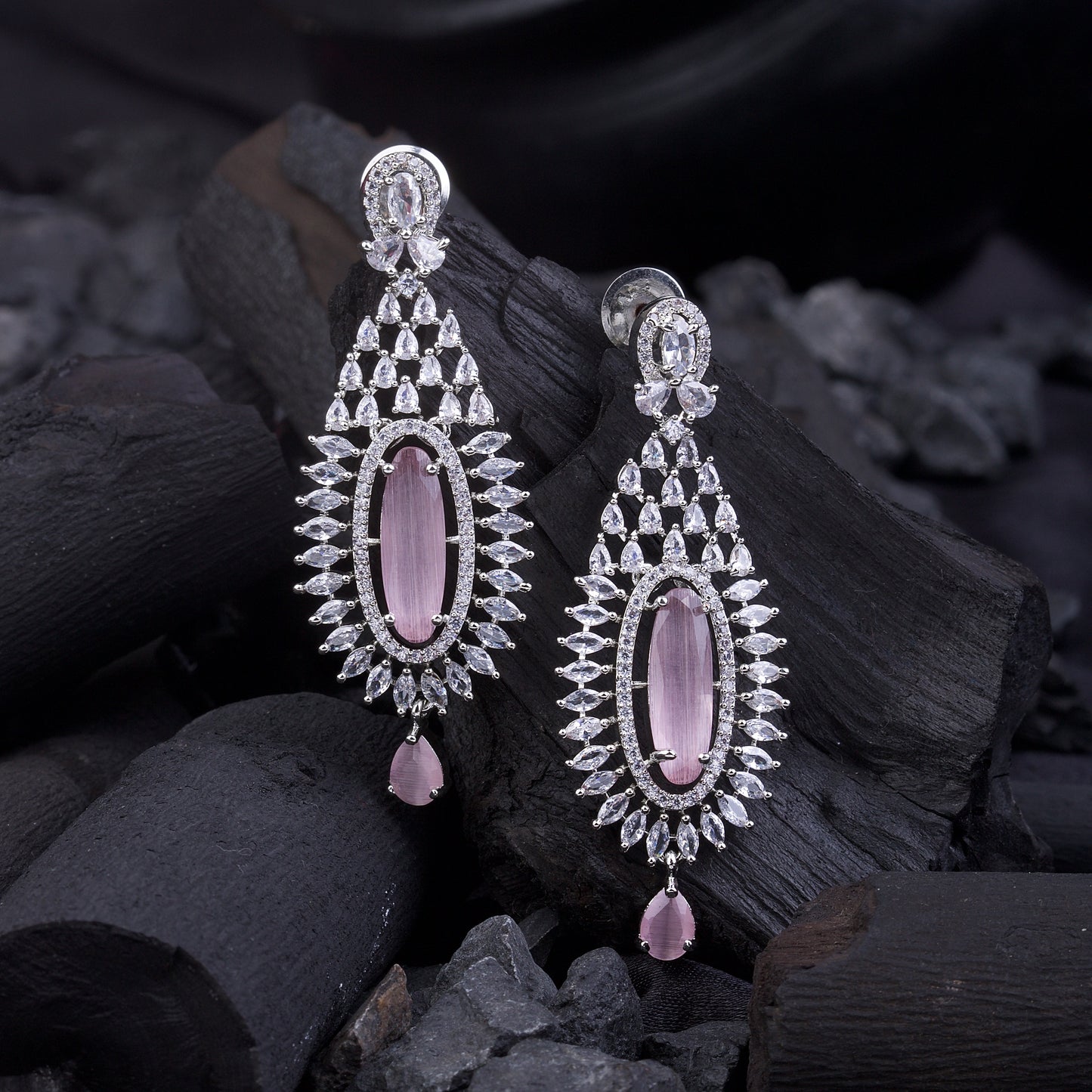 Diamonds Earrings Pink