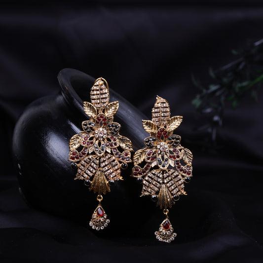 Gulbahar Zirconia Leaf Drop Earrings