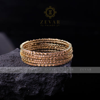 Golden Zircon Bangle 6 Piece