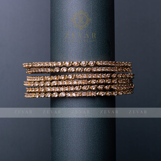 Golden Zircon Bangle 6 Piece