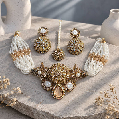 Royal Blossom Pearl Choker Set