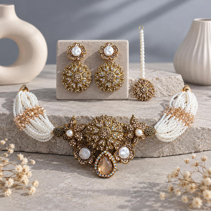 Royal Blossom Pearl Choker Set