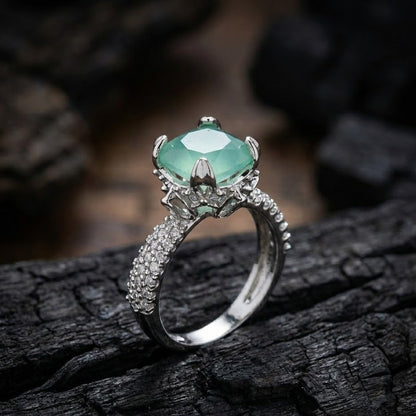 Cubic Zircons Ring With Silver Polish