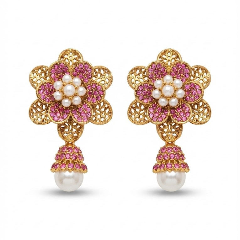 Pearl Petal Mini Jhumkas