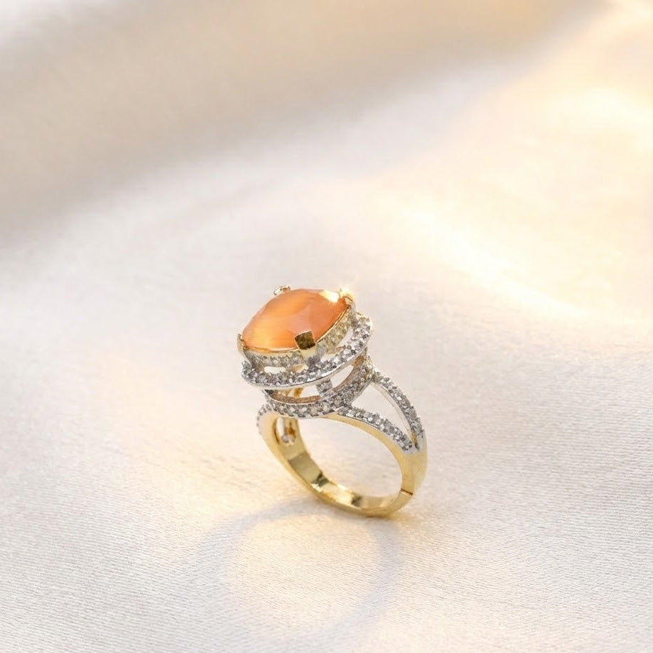 Delicate Sterling Ring with Gold Polish