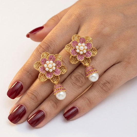 Pearl Petal Mini Jhumkas