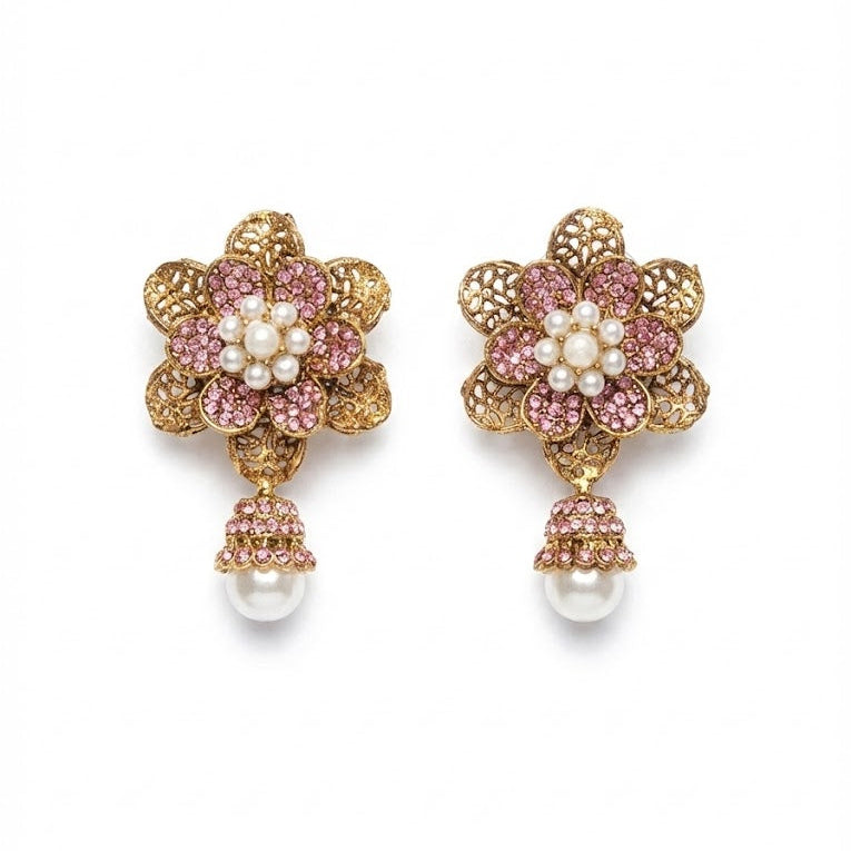 Pearl Petal Mini Jhumkas
