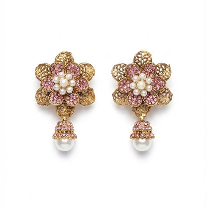 Pearl Petal Mini Jhumkas