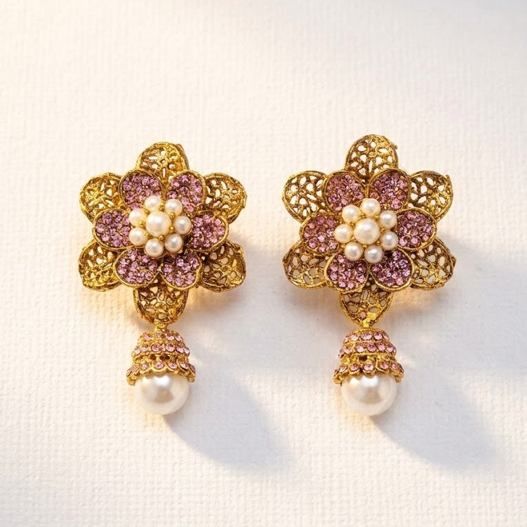 Pearl Petal Mini Jhumkas