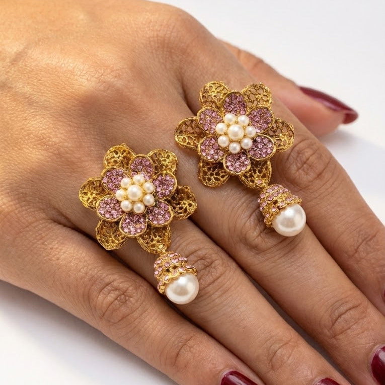 Pearl Petal Mini Jhumkas