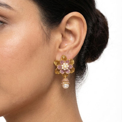 Pearl Petal Mini Jhumkas