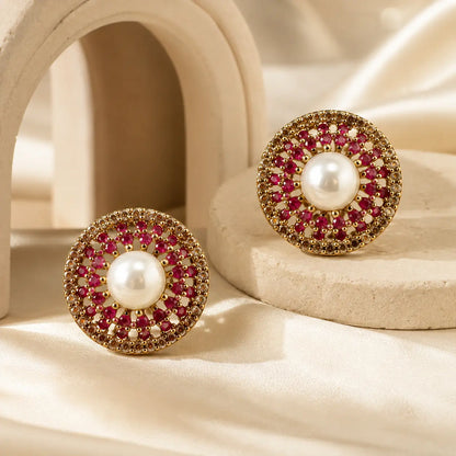 Zarkhez Gold Halo Stud Earrings