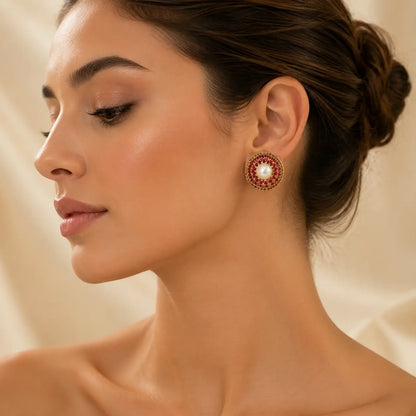 Zarkhez Gold Halo Stud Earrings
