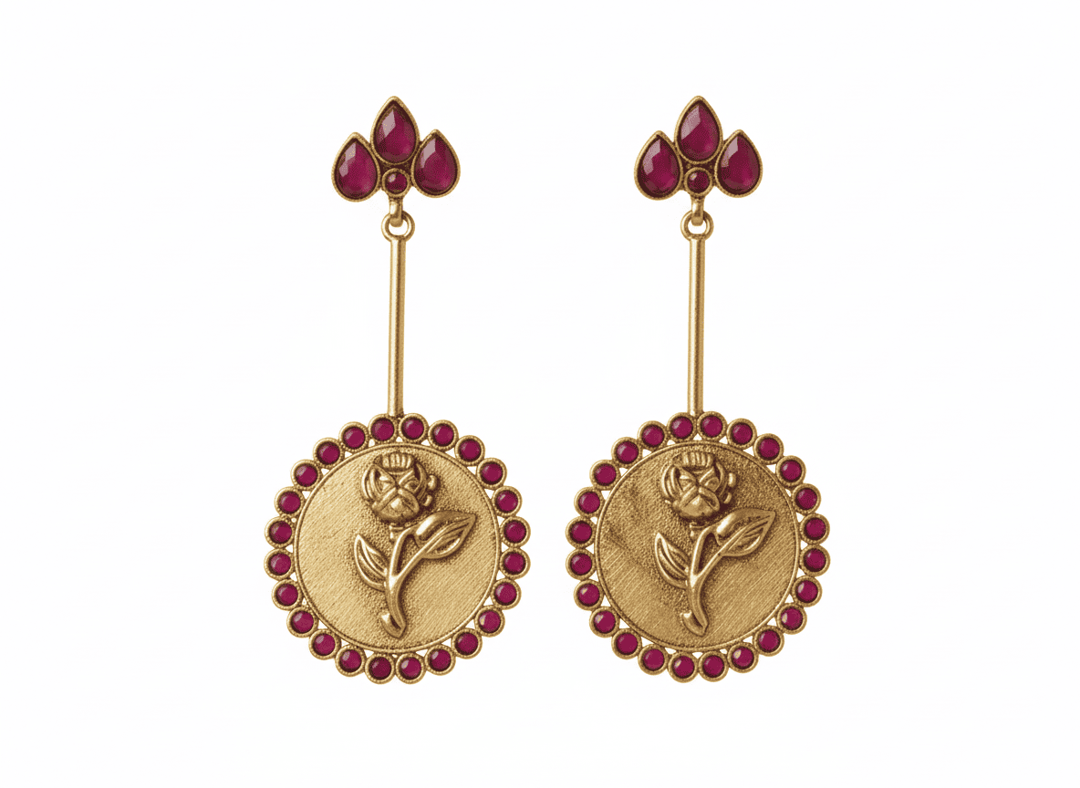 The Rose Coin Statement Earrings