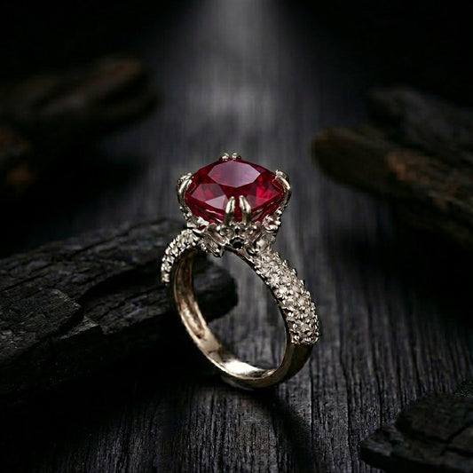 Cubic Zircons Ring With Silver Polish