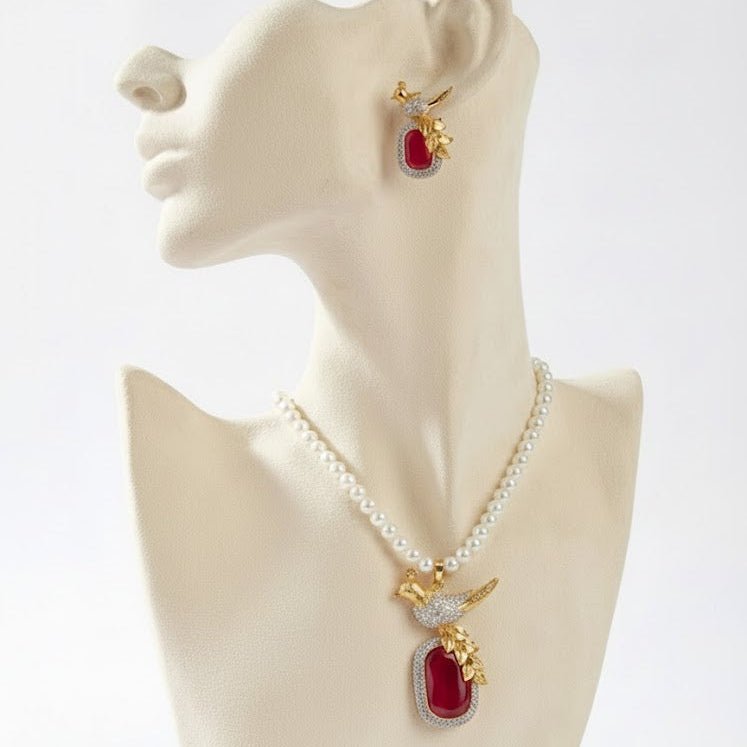 Bahaar-e-Beads Semi Precious Mala Set - Traditional Gemstone Jewelry