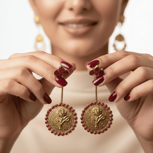 The Rose Coin Statement Earrings