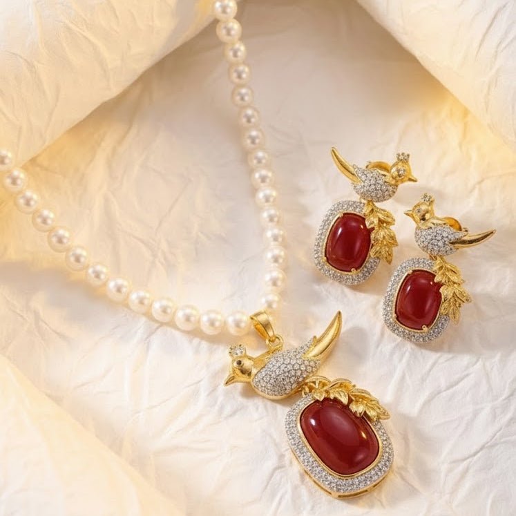 Bahaar-e-Beads Semi Precious Mala Set - Traditional Gemstone Jewelry