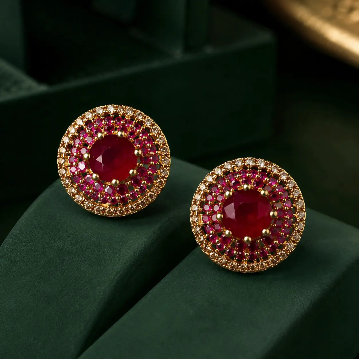 Zarkhez Gold Halo Stud Earrings