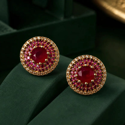 Zarkhez Gold Halo Stud Earrings