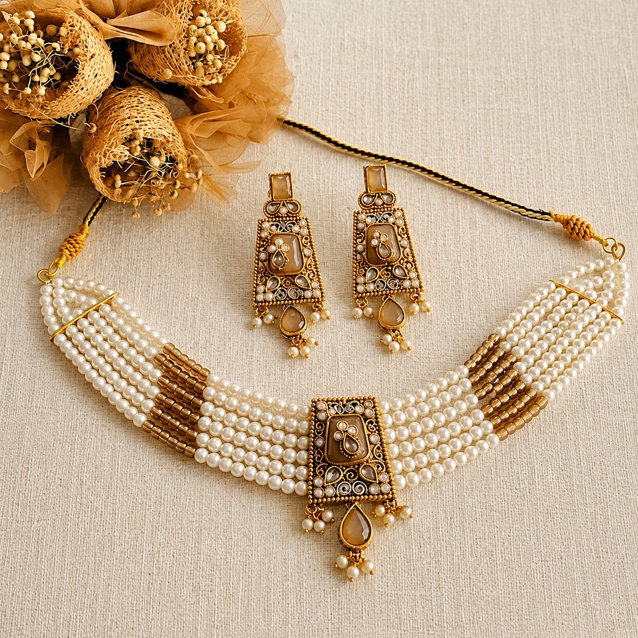 Statement Lilac Tribal Chokker & Earing