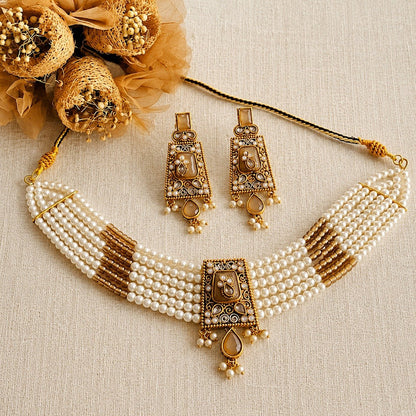 Statement Lilac Tribal Chokker & Earing