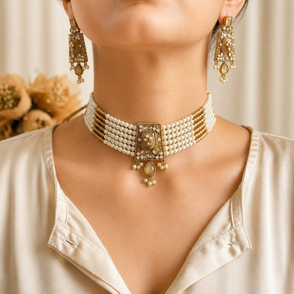 Statement Lilac Tribal Chokker & Earing