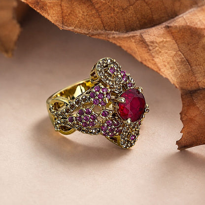 Shahnoor Ruby Floral Statement Ring solo luxury shoot