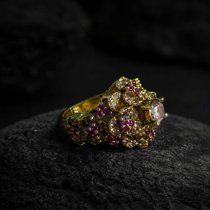 Gulbahar Blush Floral Statement Ring dark shoot