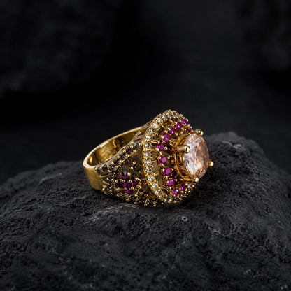 Meherbano Blush Crystal Statement Ring dark shoot