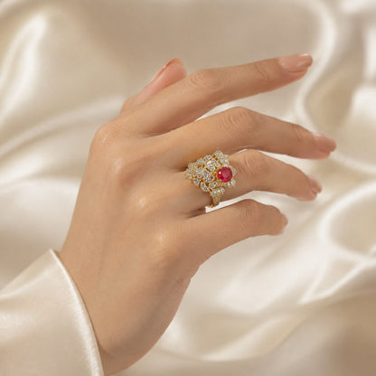 Noor-e-Yaqoot Crystal Statement Ring hand detail