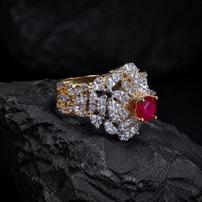Noor-e-Yaqoot Crystal Statement Ring dark shoot
