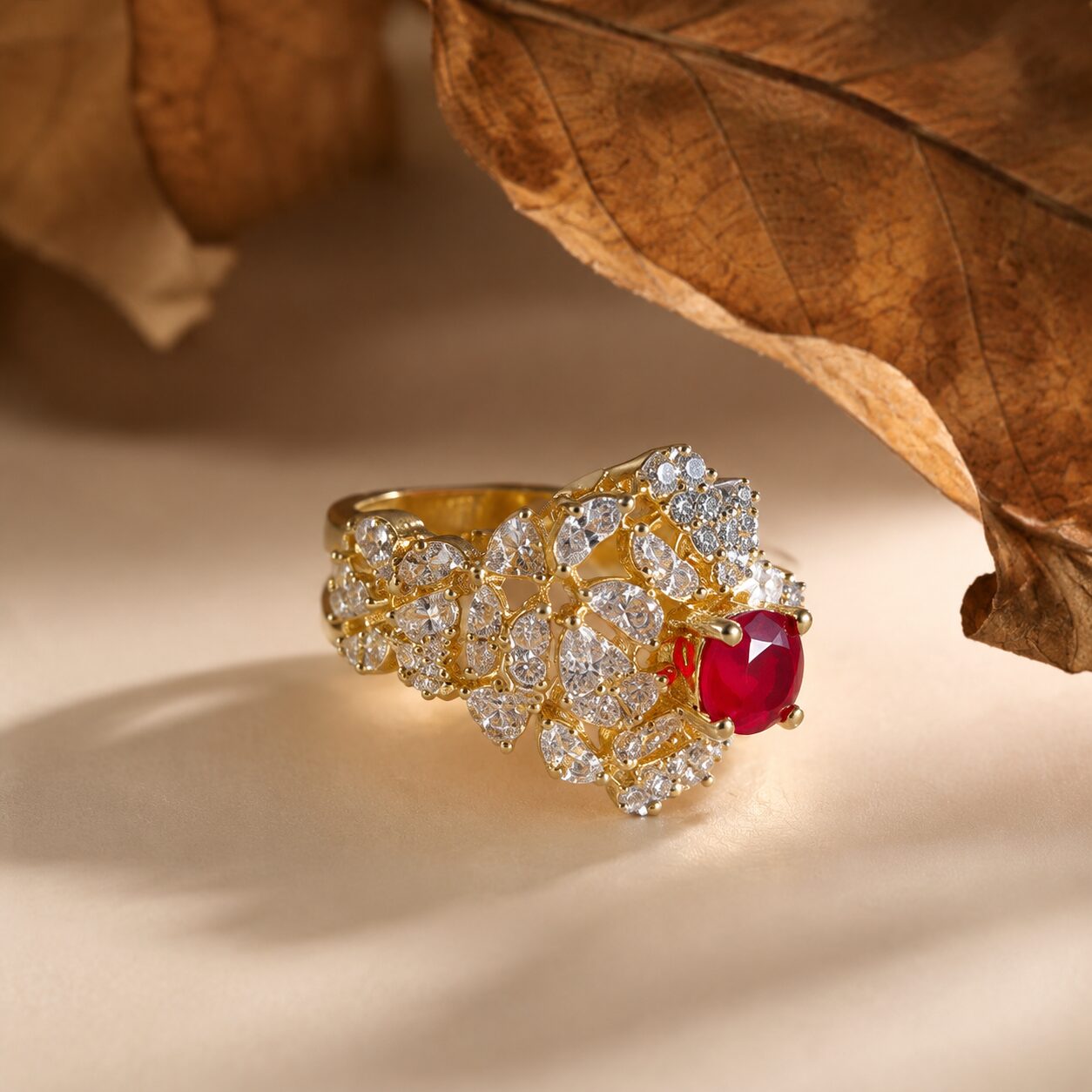 Noor-e-Yaqoot Crystal Statement Ring solo