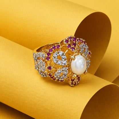 Gul-e-Moti Ruby Statement Ring yellow editorial