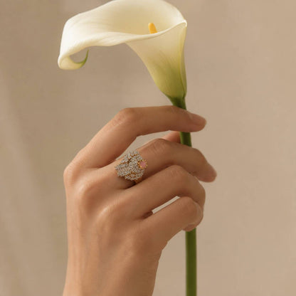 Gul-e-Sahar Blush Crystal Statement Ring 6
