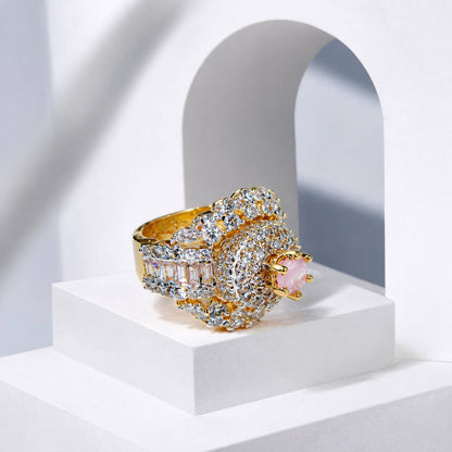 Gul-e-Sahar Blush Crystal Statement Ring 1