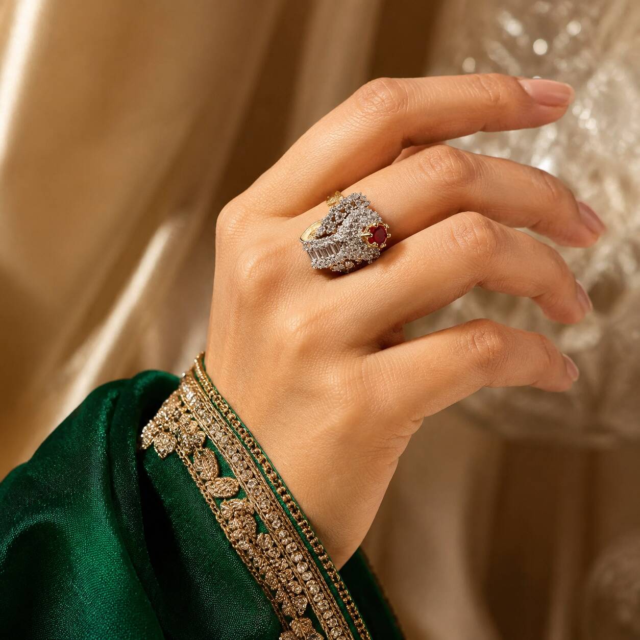 Shah-e-Yaqoot Ruby Crystal Statement Ring 6