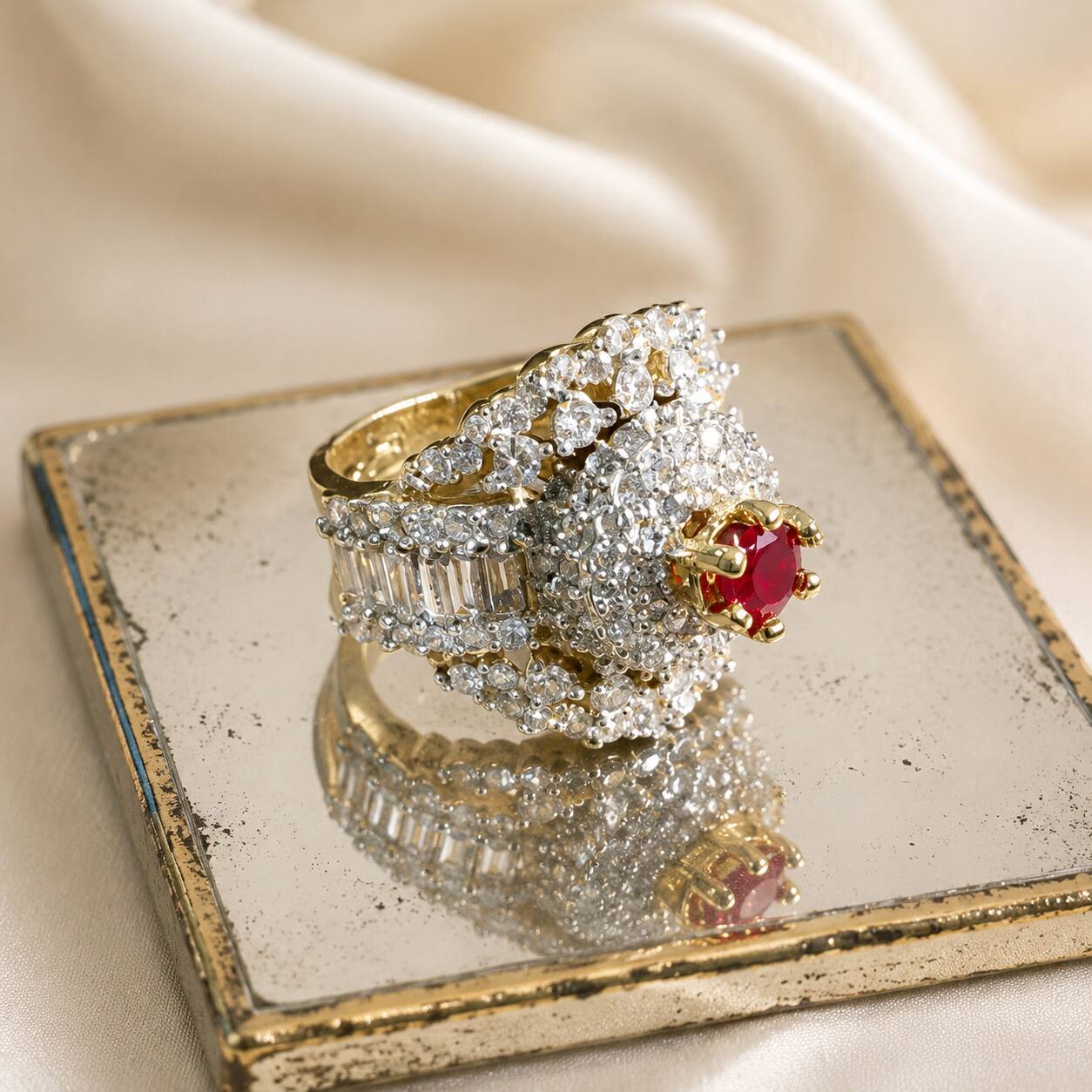 Shah-e-Yaqoot Ruby Crystal Statement Ring 2