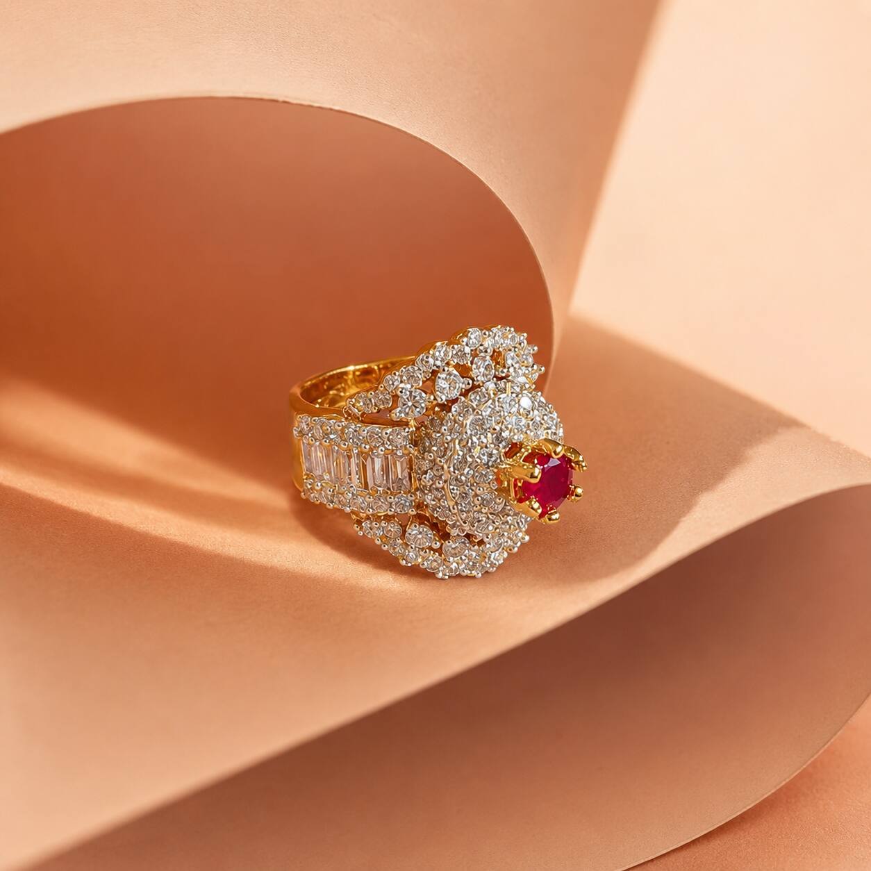 Shah-e-Yaqoot Ruby Crystal Statement Ring 1