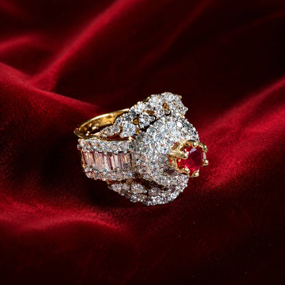 Shah-e-Yaqoot Ruby Crystal Statement Ring 4