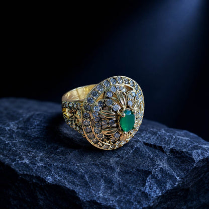 Neel-e-Sabz Emerald Filigree Statement Ring 4