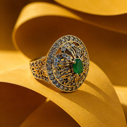 Neel-e-Sabz Emerald Filigree Statement Ring 1