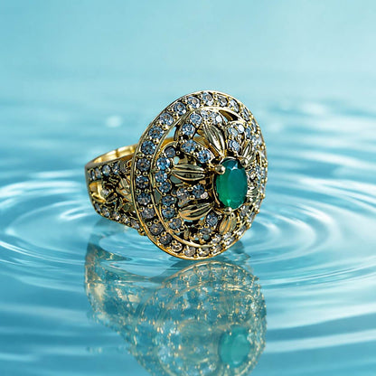 Neel-e-Sabz Emerald Filigree Statement Ring 3