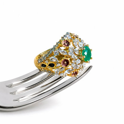 Gul-e-Sabz Emerald Multistone Statement Ring 4