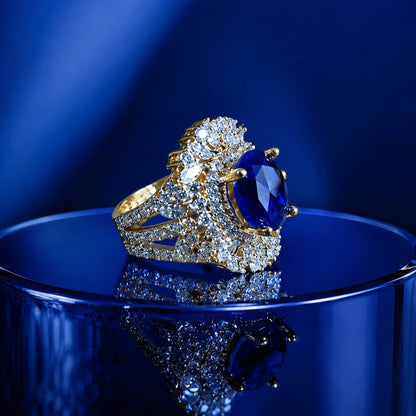 Neelam-e-Noor Blue Crystal Statement Ring 1