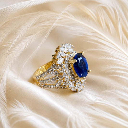 Neelam-e-Noor Blue Crystal Statement Ring 2