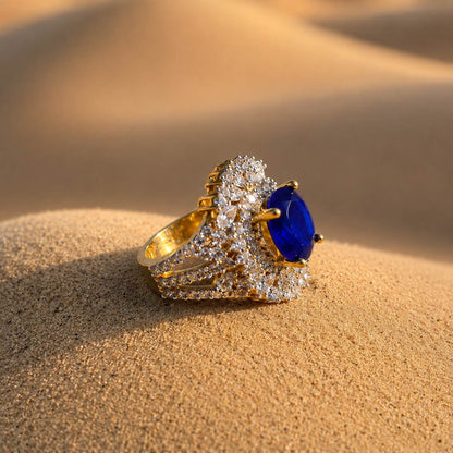 Neelam-e-Noor Blue Crystal Statement Ring 4