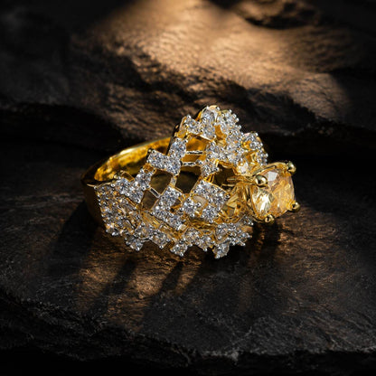 Meher-e-Zar Champagne Crystal Lattice Ring 4