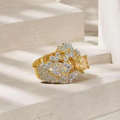 Meher-e-Zar Champagne Crystal Lattice Ring 1